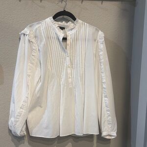 Ann Taylor Ivory Button-Up Blouse